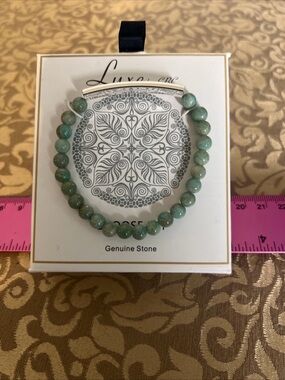 Luxe By CBC Choose Joy Genuine Stone Beaded Bracelet Green Beach Fashion